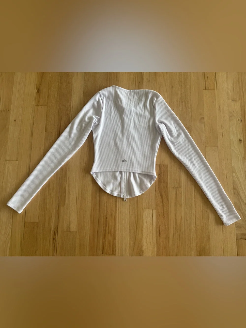 Alo Yoga White Ribbed Stardust Long Sleeve